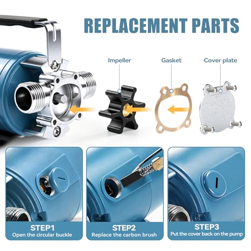 Water Transfer Pump, 115V 1/10HP Electric Utility Pump with On/Off Switch 2*6 ft Water Hoses Kit for Removing Water from Garden Pool Aquariums Hot Tub Draining 1/8’’ Low Suction for Rain Barrel (Blue) - color: 115v-blue
