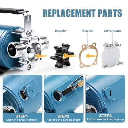 Water Transfer Pump, 115V 1/10HP Electric Utility Pump with On/Off Switch 2*6 ft Water Hoses Kit for Removing Water from Garden Pool Aquariums Hot Tub Draining 1/8’’ Low Suction for Rain Barrel (Blue) - color: 115v-blue