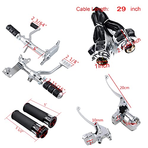Chrome Forward Control Linkage Kit for 96-03 Harley Sportster - color: Chrome, size: Forward Control+Handlebar+Brake Lever+Grips (1)