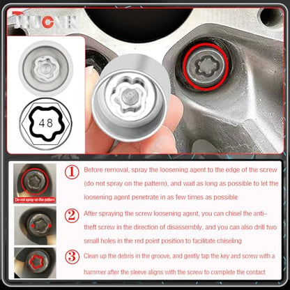 048 Wheel Locking Nut Key Socket for BMW, Socket OD 29mm - ID 25mm - color: Socket 048