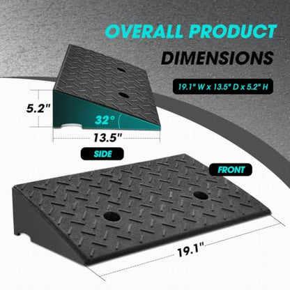DNA Motoring 2pcs 5.2" Rise Rubber Curb Ramp Heavy Duty Loading Driveway Ramp Threshold Ramp 19.1" W x 13.5" D x 5.2" H for Loading Dock, Warehouse, Motorcycles, Cars, TOOLS-00645 - style: 5.2 in 2pcs