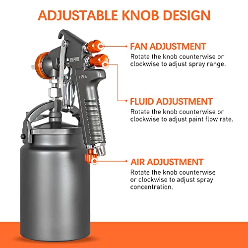 REFINE Siphon Feed Air Spray Paint Gun 1.8mm Nozzle & 1000cc Aluminum Cup