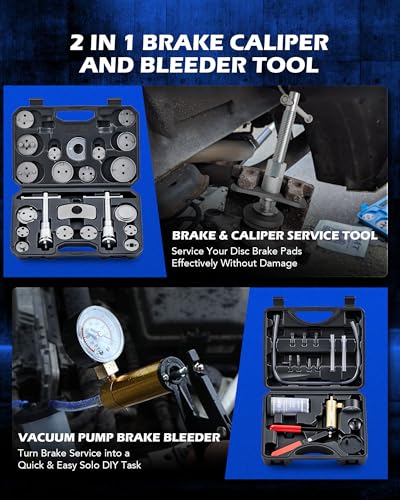 OMT 2 in 1 Brake Caliper Compression Tool & Radiator Fluid Bleeder Kit - color: Black