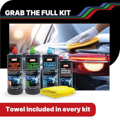 LAUCO Paint Correction Compounds Step 1, 2, 3 – 16oz, Swirl Remover 8oz Kits, with a Towel, Silicone-Free, Clear Coat Safe Scratch Remover, Swirl Correction & High Gloss Finishing 36424 - style: Combo–16oz