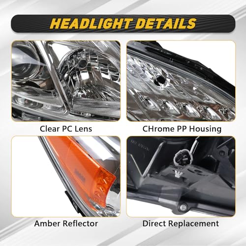 Headlight Assembly Fit for 2012-2015 Toyota Prius Chrome Housing Clear Lens - color: Chrome
