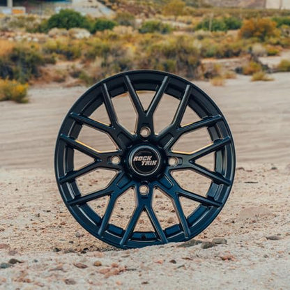 RockTrix RT104 15x7 ATV UTV Wheel 4x156 4+3 Offset, Matte Black, 1pc Single - size: 15x7 (4+3)
