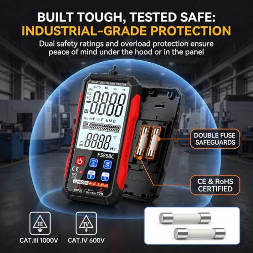 FS898C Digital Multimeter True RMS 6000 Counts USB-C Rechargeable NCV