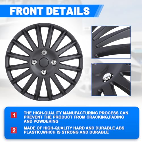 15 inch Hubcaps Wheel Rim Cover for Univers Cars SUV Truck, - color: 5019-Black Matte-15