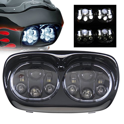 SUNPIE 5-3/4" Black Motorcycle Projector Dual Head light Compatible with H_arley Motorcycles Compatible with Road Glide 2004~2013
