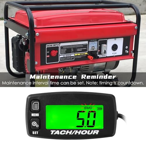 Digital Tachometer Hour Meter, Service Reminder for Small Engine