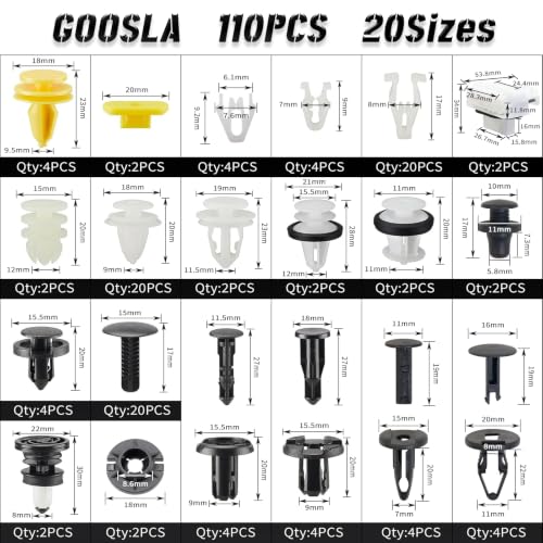 110 Pcs Tesla Clips Tesla Push Retainer Clips Tesla Model 3 Y X S Bumper & Fender Rivets for Tesla Body Interior and Exterior Retainer Fastener Clip - size: 110 Pcs For Tesla