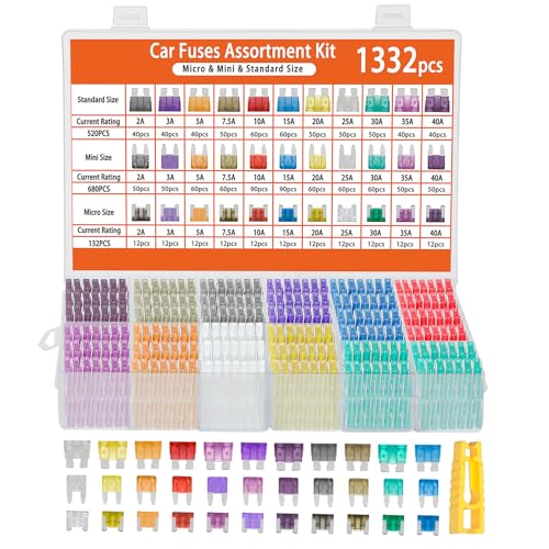 1332 Pcs Car Fuse Assortment Kit with Puller for Automotive, Car, Rv, Truck