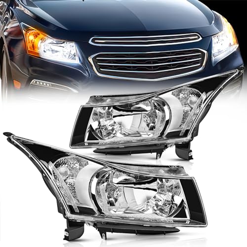 Nilight Headlight Assembly for 2011 2012 2013 2014 2015 2016 Chevy Cruze - color: Chrome Housing + Clear Reflector, size: For 2011-2015 Chevy Cruze
