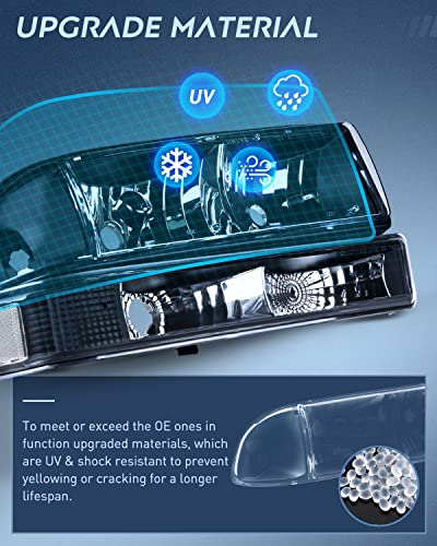 Nilight Headlight Assembly for 1998 1999 2000 2001 2002 2003 2004 2005 Chevy Blazer Headlights 1998-2004 Chevrolet S10 Pickup Replacement Headlamp Housing Bumper Lights - color: Black Housing + Clear Reflector