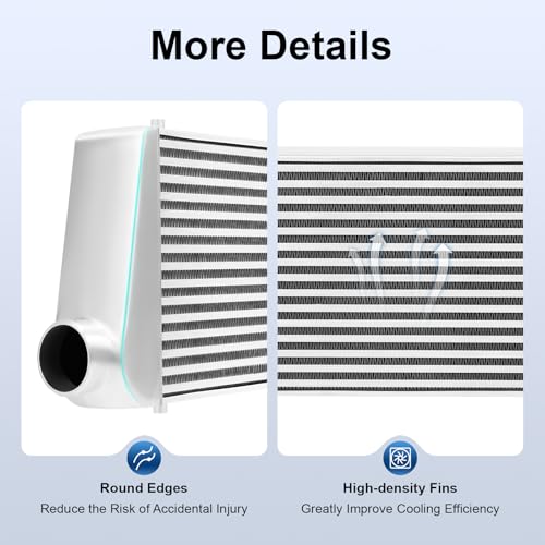 Universal Front Mount Intercooler, 3" Inlet/Outlet Aluminum Turbo Intercooler, Overall size 31"x12"x4", Coresize 24"x12"x3.5" (3" Inlet/Outlet, 31"x12"x4")