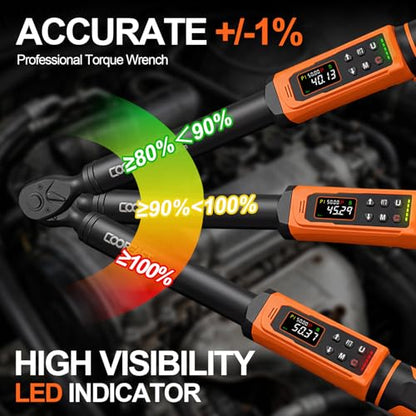 Digital Torque Wrench 1/2 Drive,Preset Value(3.76-250.8Ft.lbs./5.1-340Nm) - color: Black, size: 1/2-inch(3.76-250.8 Ft.lbs./5.1-340Nm)