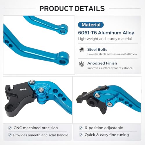 Adjustable Short Levers Replacement for 450NK 450SR 450SS 450-SR - color: Blue