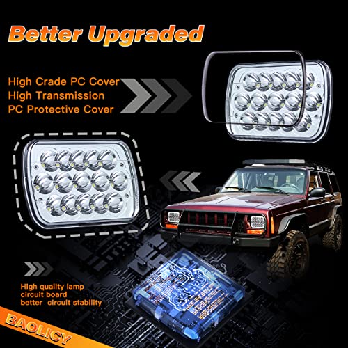 5x7In H6054 LED Headlights DOT Approved 2PCS Hi/Low Beam Rectangle - size: 5x7 led headlights-2pcs