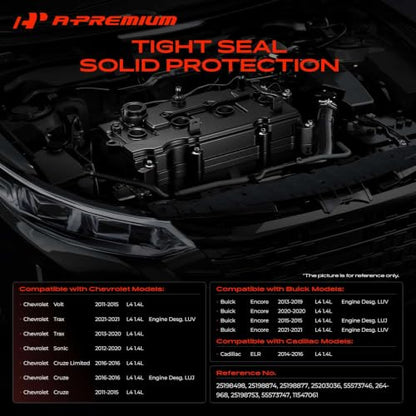 A-Premium 1.4L Turbo Engine Valve Cover, with Gasket & Bolts & Cap, Compatible with 2011-2021, Chevy Cruze Sonic Trax Volt, Buick Encore, Cadillac ELR, Replaces # 25198874, 55573746