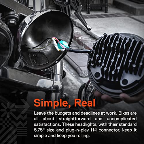 TRUE MODS 5.75 Inch LED Headlight for Harley Davidson Halo DRL Round - color: Black, size: HALO
