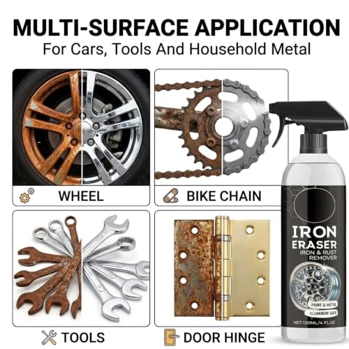 2Pack Rust Remover - Rust Remover Spray, Heavy Duty Rust Remover for Metal, Iron Eraser Iron and Rust Remover for Car Wheels, Hub, Bike Chains, Garden Tools & Iron Surfaces, 120ML*2 - color: 2 Pack: Rust Remover Spray