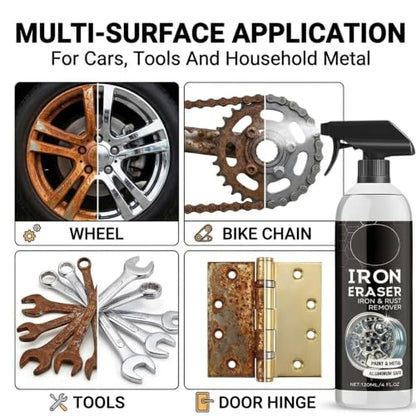 2Pack Rust Remover - Rust Remover Spray, Heavy Duty Rust Remover for Metal, Iron Eraser Iron and Rust Remover for Car Wheels, Hub, Bike Chains, Garden Tools & Iron Surfaces, 120ML*2 - color: 2 Pack: Rust Remover Spray
