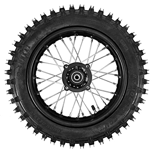 Trkimal 80/100-12 Rear Tire Disc Brake Wheel Rim With 15mm Bearing Set for Pit Pro Dirt Bike (80/100-12(15mm inner bearing)) - size: 80/100-12(15mm inner beraing)