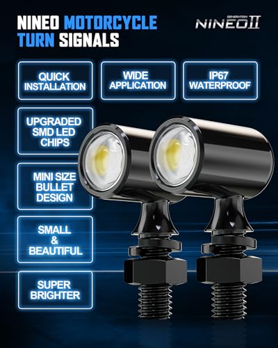 NINEO Rear Motorcycle LED Turn Signals,Mini Bullet,Amber Taillight,2PCS - color: amber, size: Mini Size Rear