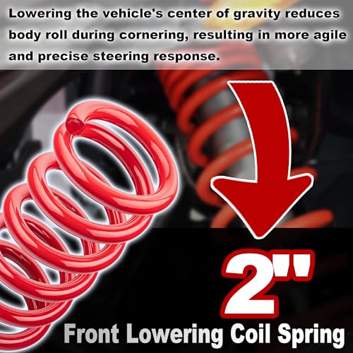 2" Front Drop Coil Spring Lowering Kit for 1999-2007 Chevy Silverado/GMC Sierra 1500 (2WD V8 Only),Drop Coils Spring Kit-Red - color: Red, size: 99-07 1500 2"Drop