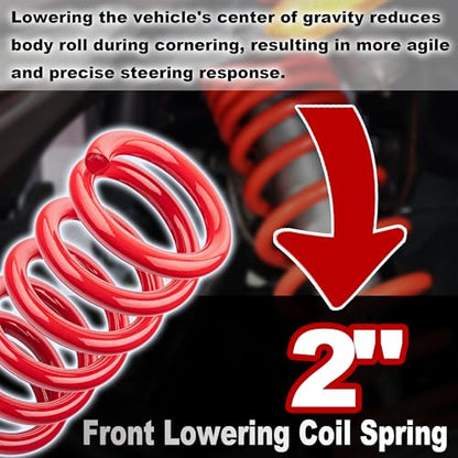 2" Front Drop Coil Spring Lowering Kit for 1999-2007 Chevy Silverado/GMC Sierra 1500 (2WD V8 Only),Drop Coils Spring Kit-Red - color: Red, size: 99-07 1500 2"Drop