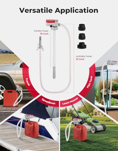 KEMIMOTO Portable Fuel Transfer Pump Battery Powered, 51'' Hose - size: 51 inch