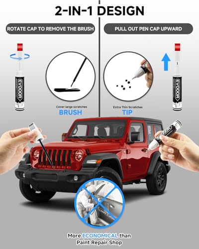 PRC/MRC Firecracker Red Touch Up Paint Compatible with JeepExact Match 2 in 1 Touch up Paint for Chips and Nicks Repair - color: Firecracker Red(PRC/MRC) Compatible with Cherokee/Wrangler-JK/Wrangler-JK-Unlimited