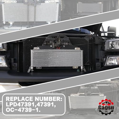 Low Pressure Drop Transmission Oil Cooler LPD47391 4739 40,000 GVW with Mounting Hardware (Black) - color: Black