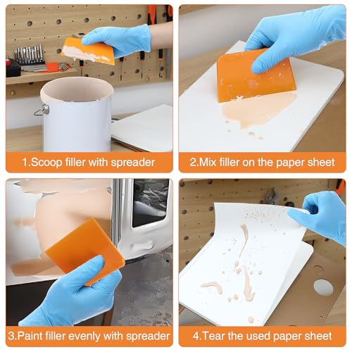 Saillong 9 Pcs Body Filler Mixing Board Kit, Mixing Pad, Scraper, Glove
