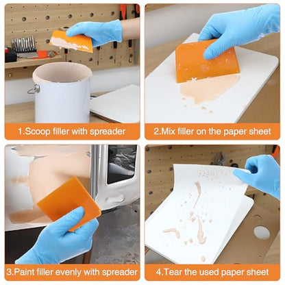 Saillong 9 Pcs Body Filler Mixing Board Kit, Mixing Pad, Scraper, Glove
