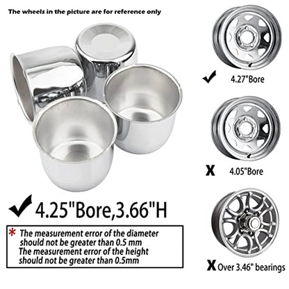 4Pcs 4.25" OD 4.11" H Push Through Trailer Wheel Center Cap for Rim - color: Chrome, size: 4.25" Hub 3.66" H