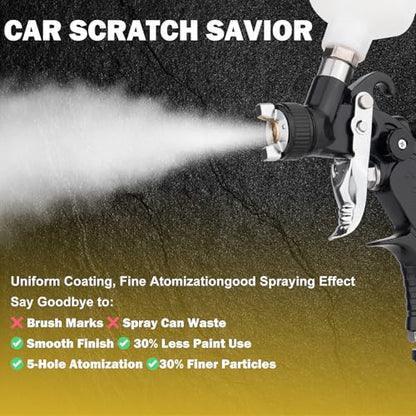 Mini HVLP Spray Gun with 0.5/0.8/1.0 mm Nozzles & 125cc Cup, Automotive Paint Gun Car Paint Sprayer Gun, Air Paints Gun for Auto Paint, Primer, Varnish & Top Coat, Repair Detail (Mini Spray Gun Black) - color: Black1