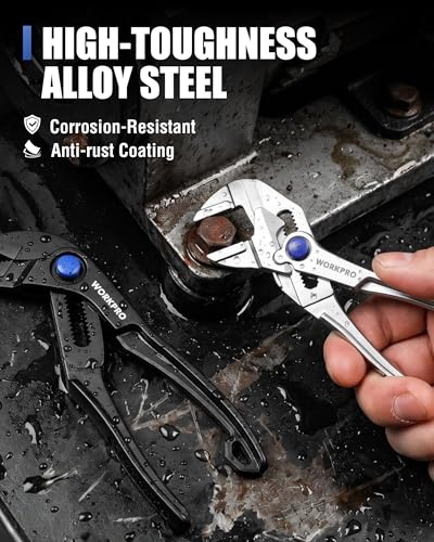 WORKPRO 2-Piece Mini Pliers Set, 4-Inch Water Pump Pliers & Pliers Wrench