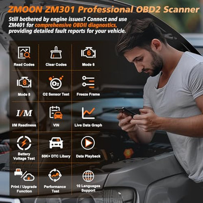 ZMOON ZM301 OBD2 Scanner Diagnostic Tool, Car Code Reader Scan Tools