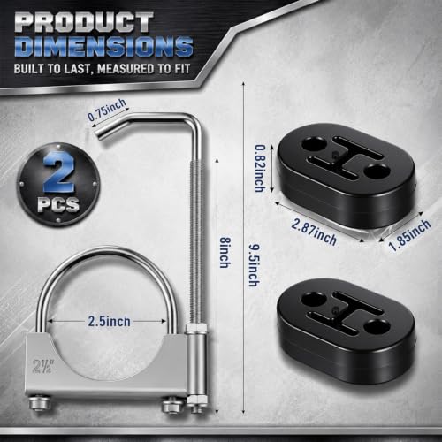 2 Pcs 2.5" Exhaust Hangers, Universal Muffler Hangers