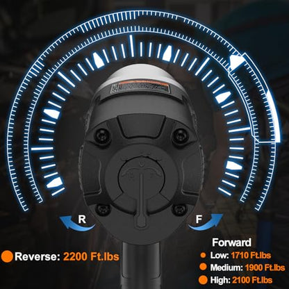 Trivd Frol Air Impact Wrench - 3/4 Inch Air Impact Gun, Up to 2100 Ft.lbs, 6000RPM High Torque Impact Driver, Twin Hammer Pneumatic Impact Wrench for Auto Repair, Tire Shop