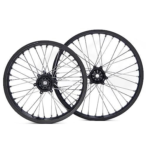 TOFR 21" 18" CNC Front Rear Wheels Rims Hubs for Surron Ultra Bee - color: Black, size: 21" Front 18" Rear