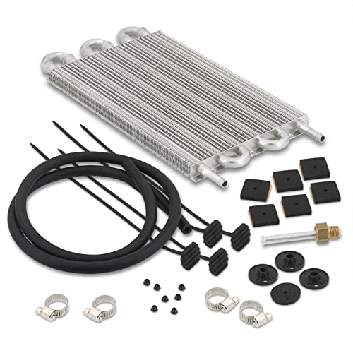 AJP Distributors Universal Car Power Steering Transmission Engine Motor Cooling 6 Row Coolant Remote Aluminum Oil Cooler Kit Extra Radiator Relocation Upgrade Set 12" X 7.5" X 0.75"
