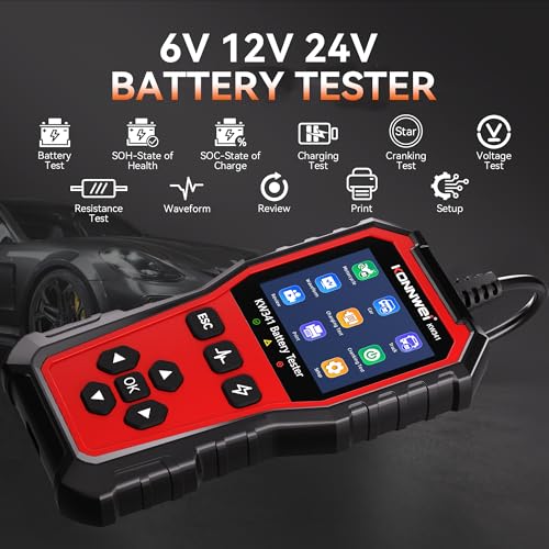 KONNWEI KW341 6V 12V 24V Automotive Battery Tester, Car Battery Load Tester - size: 7.68*3.74*2.17 inch