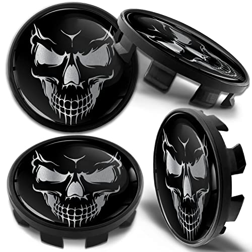 Biomar Labs 4 x 68mm Wheel Centre Alloy Hub Center Caps Compatible with BMW 36136783536 Hubcaps Skull Black CB 48