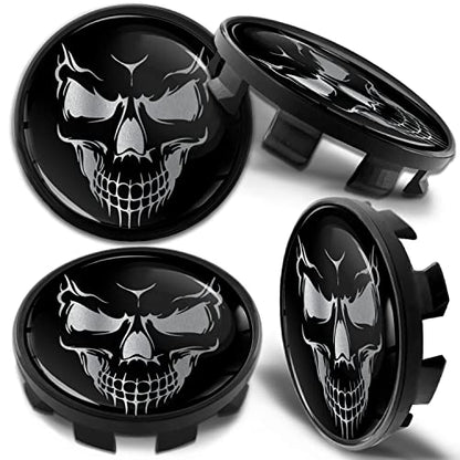 Biomar Labs 4 x 68mm Wheel Centre Alloy Hub Center Caps Compatible with BMW 36136783536 Hubcaps Skull Black CB 48