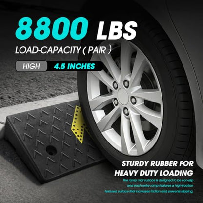 DNA Motoring 2pcs 4.5" Rise Rubber Arrow Curb Ramp Heavy Duty Loading Threshold Ramp 37.4" W x 11.8" D x 4.5" H for Loading Dock, Warehouse, Motorcycles, Cars, TOOLS-00650 - style: 4.5 in 2pcs w/Arrow