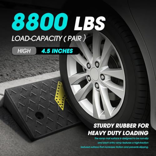 DNA Motoring 2pcs 4.5" Rise Rubber Arrow Curb Ramp Heavy Duty Loading Threshold Ramp 37.4" W x 11.8" D x 4.5" H for Loading Dock, Warehouse, Motorcycles, Cars, TOOLS-00650 - style: 4.5 in 2pcs w/Arrow