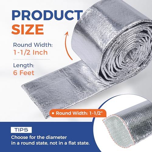 Automotive Heat Shield Sleeve High Temp Sheathing Roll 1-1/2inch-6ft - size: 1-1/2"-6Ft