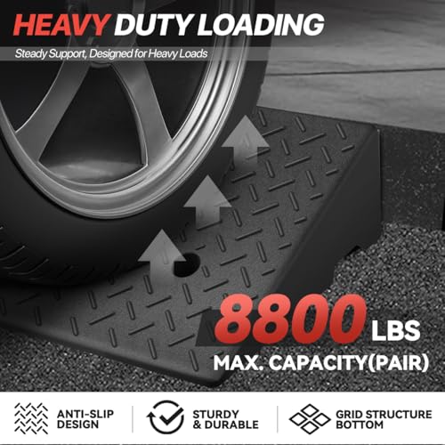 5.9" Rise Rubber Curb Ramp for Forklift, Driveway Sidewalk, Heavy Duty Car - size: 5.9" Rise